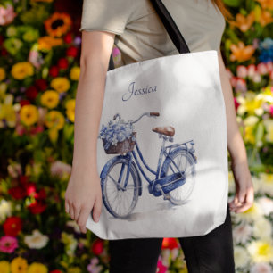 Tote Bag Vélo en Delft Blue personnalisable
