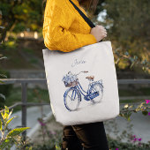 Tote Bag Vélo en Delft Blue personnalisable