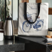 Tote Bag Vélo en Delft Blue personnalisable
