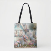 Tote Bag Vélo rose à Blue Cottage Gate (Devant)