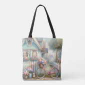 Tote Bag Vélo rose à Blue Cottage Gate (Dos)