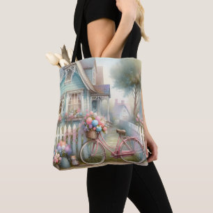 Tote Bag Vélo rose à Blue Cottage Gate