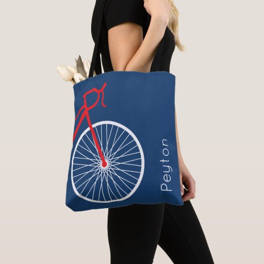 Tote Bag Vélo rouge et blanc (De près)