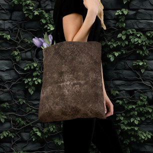 Tote Bag Velvety Bronze Damask   Grunge baroque Brown