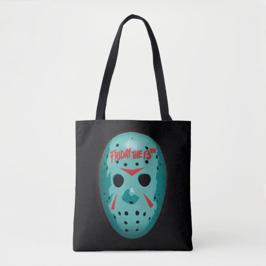 Tote Bag Vendredi 13 | Graphique de masque de hockey bleu (Devant)