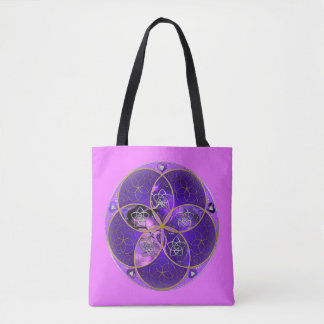 Tote Bag Vénus Fleur d'amour violet rose argent