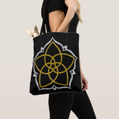 Tote Bag Vénus Fleur Lotus or argent (De près)