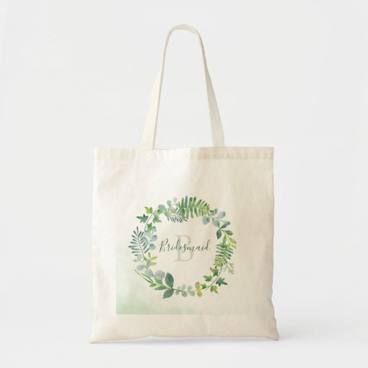 Tote Bag Verdure Foliage Wreath Aquarelle Bridesmaid (Devant)
