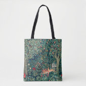 Tote Bag VERDURE, Hares FORESTIERS, Hares Floral vert (Devant)