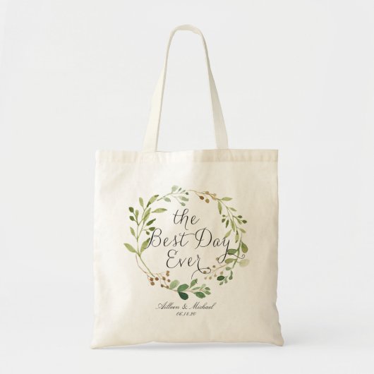 Tote Bag Verdure Wreath le meilleur jour jamais (Devant)