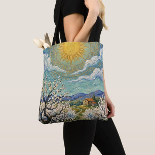 Tote Bag Verger d'amandiers de style Van Gogh en fleurs au 