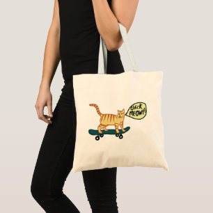 Tote Bag Vérifier Meowt Punny Skateboard Tabby Cat