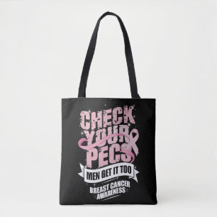 Tote Bag Vérifiez votre Pecs Hommes Sensibilisation au canc