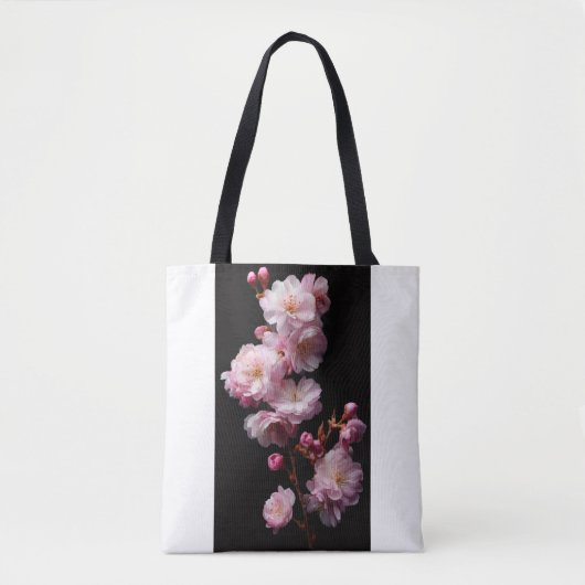 Tote Bag Véritables fleurs de sakura noires (Devant)