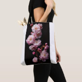 Tote Bag Véritables fleurs de sakura noires (De près)