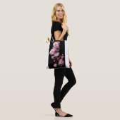 Tote Bag Véritables fleurs de sakura noires (Sur le modèle)