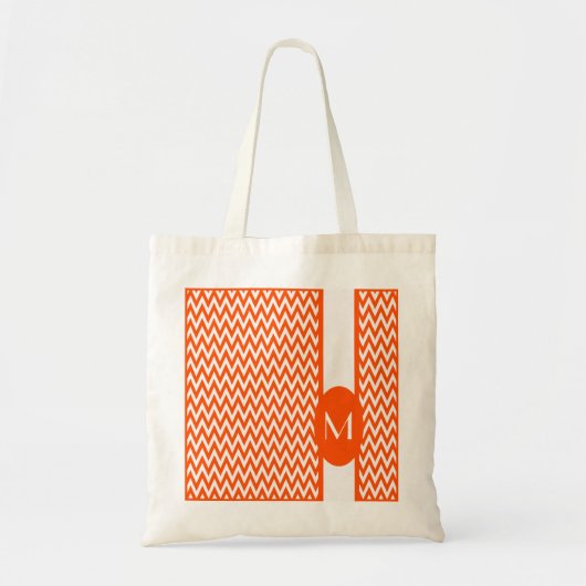 Tote Bag Vermillion Elegant Chevron Design avec monogramme (Devant)