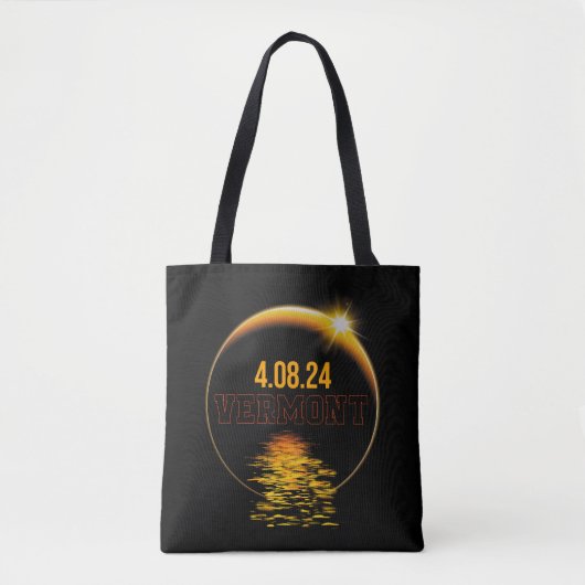 Tote Bag Vermont Total Solar Eclipse Avril 8 2024 USA Carte (Devant)