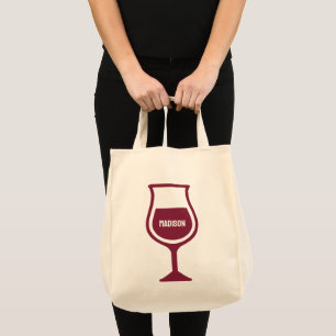 Tote Bag Verre à vin de nom personnalisé