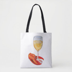 Tote Bag Verre à vin et agneau de homard