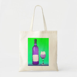Tote Bag verre à vin et bouteille : vitrail
