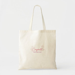 Tote Bag verre à vin félicitations étoiles rose pastel gras