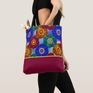 Tote Bag Verre Cathédrale Abstrait Rouge Vert Bleu Orange