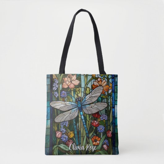 Tote Bag Verre en tache Dragonfly art peinture botanique bo (Devant)