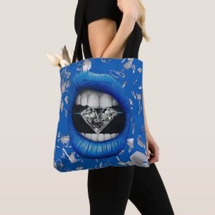 Tote Bag Verre et diamants brisés bleus