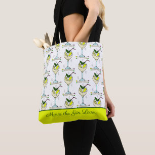 Tote Bag Verres Cocktail Gin Lover Motifs
