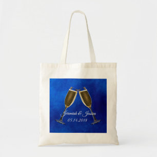 Tote Bag Verres de Champagne et arrière - plan bleu