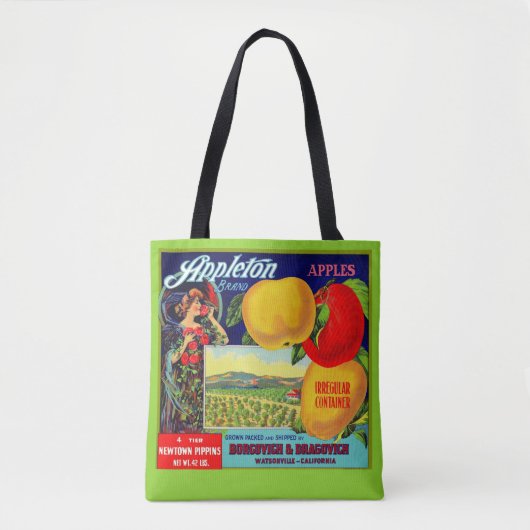 Tote Bag vers 1900 Appleton Apples crate étiquette print (Devant)