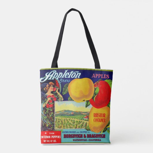 Tote Bag vers 1900 Appleton Apples crate étiquette print (Dos)