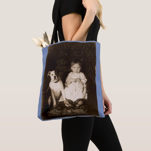 Tote Bag vers 1910 pitbull et bébé RPPC (De près)