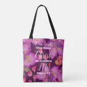 Tote Bag Vers de bible de 4h13 de Philippiens floral (Dos)
