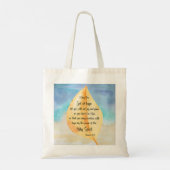 Tote Bag verset biblique Romains Jaune Bleu (Dos)