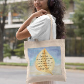Tote Bag verset biblique Romains Jaune Bleu