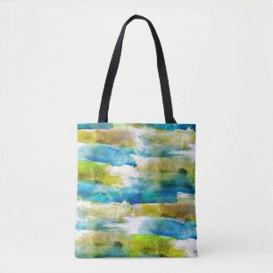 Tote Bag Vert abstrait d'aquarelle, bleu
