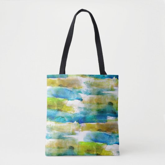 Tote Bag Vert abstrait d'aquarelle, bleu (Devant)