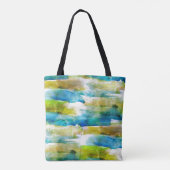 Tote Bag Vert abstrait d'aquarelle, bleu (Dos)