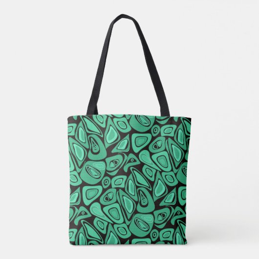Tote Bag Vert, abstrait, rétro (Dos)