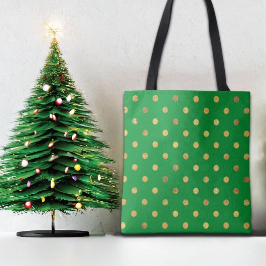 Tote Bag Vert avec points de Parties scintillant or