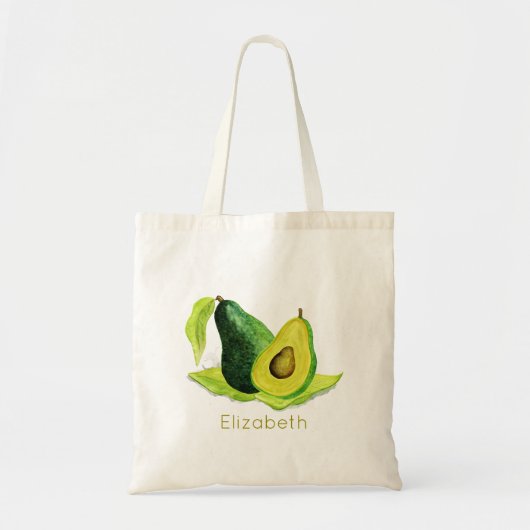 Tote Bag Vert Avocado Fruit à vie morte en aquarelle (Devant)