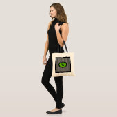 TOTE BAG VERT BAG_72 CHIC SUR DES RAYURES DE BLACK/WHITE (Devant (modèle))