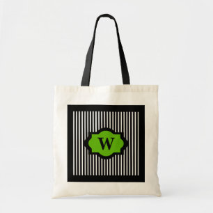 TOTE BAG VERT BAG_72 CHIC SUR DES RAYURES DE BLACK/WHITE