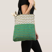 Tote Bag Vert blanc Ombre de turquoise de Chevron de (De près)