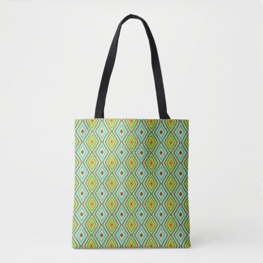 Tote Bag Vert Bleu Géométrique Unique (Devant)
