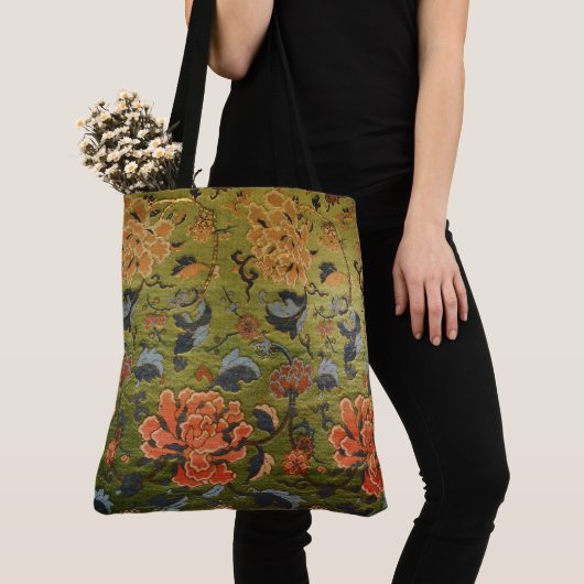 Tote Bag Vert brocade chinois (De près)