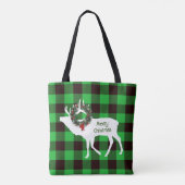 Tote Bag Vert Buffalo Plaid Elk Silhouette Wreath Custom (Dos)