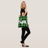 Tote Bag Vert Buffalo Plaid Elk Silhouette Wreath Custom (Sur le modèle)